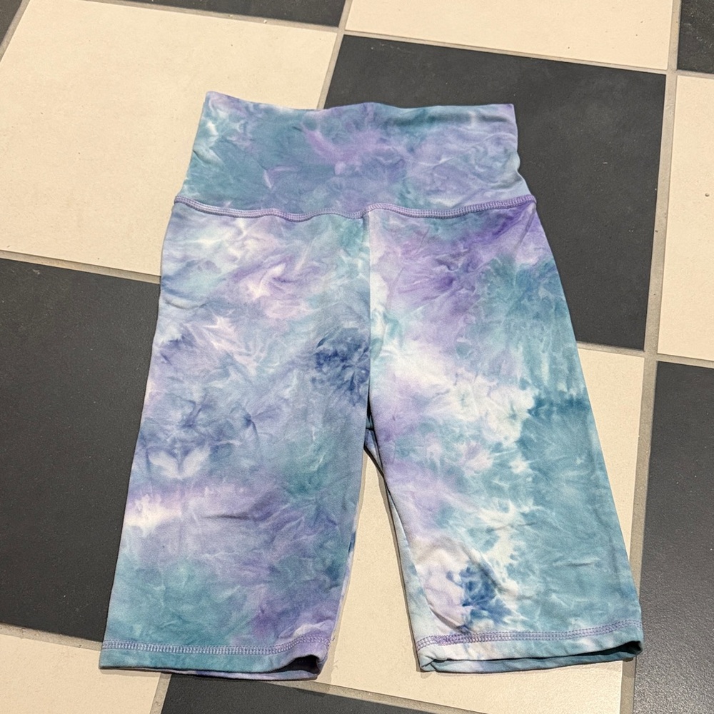 LA MIEL Tie-Dye Bike Shorts - Purple & Teal Medium